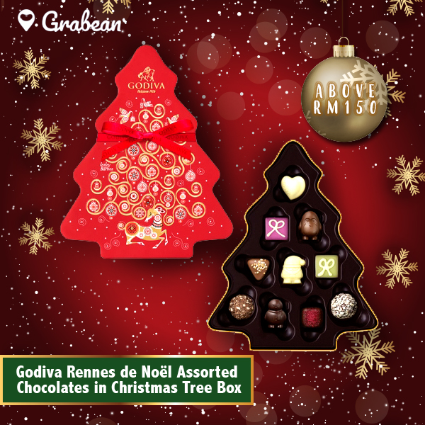 Shop Christmas gift ideas for her luxury Godiva Rennes de Noël Assorted Chocolates in Christmas Tree Box